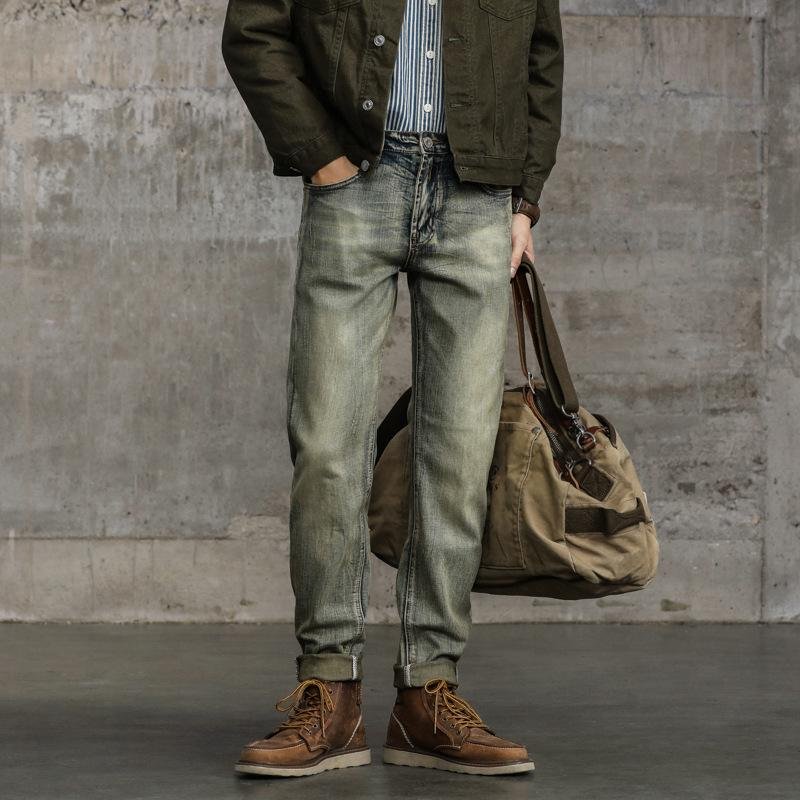 Men's Vintage Distressed Straight Jeans 66069460Y