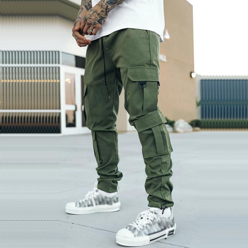 Men's Solid Loose Multi-Pocket Casual Cargo Pants 49648968Z