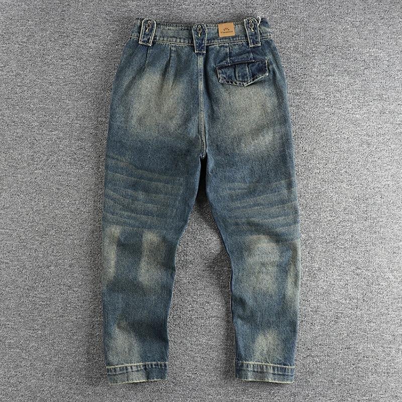 Men'S Vintage Washed Distressed Multi-Pocket Cargo Jeans 76846469Y