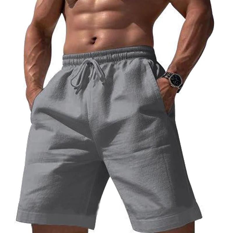 Men's Loose Linen Solid Color Drawstring Shorts 09966944Y