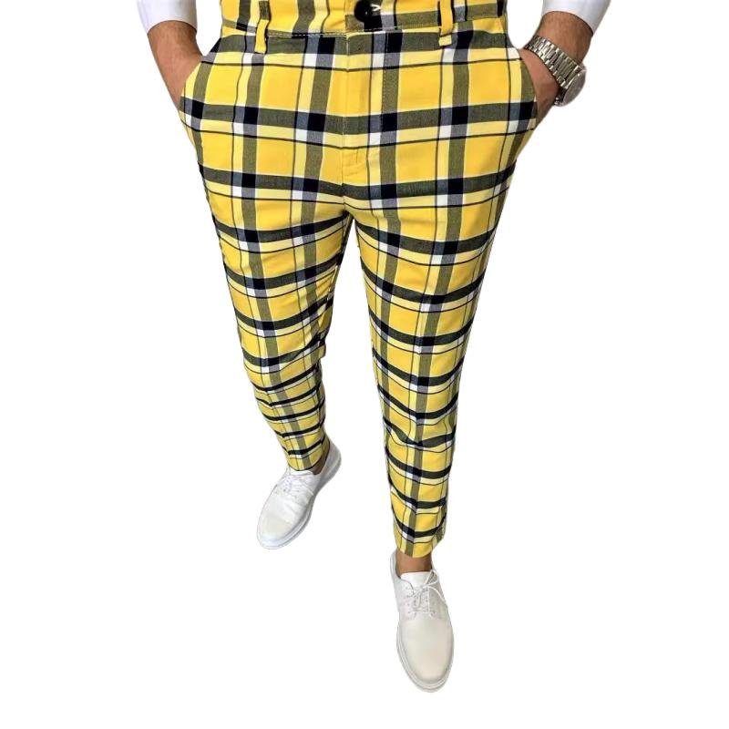 Men's Casual Plaid Printed Suit Pants 66930747Y