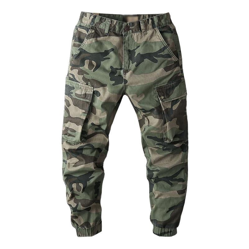 Men's Casual Multi-Pocket Loose Cotton Camouflage Cargo Pants 64986346M