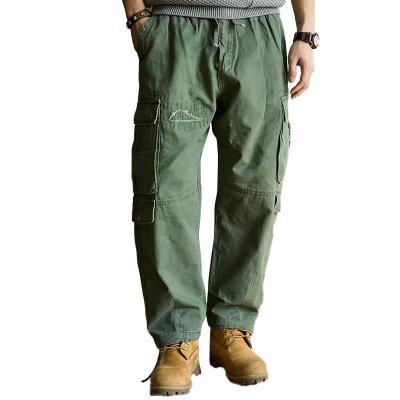 Men's Vintage Solid Color Multi-Pocket Cargo Pants 64064004Y