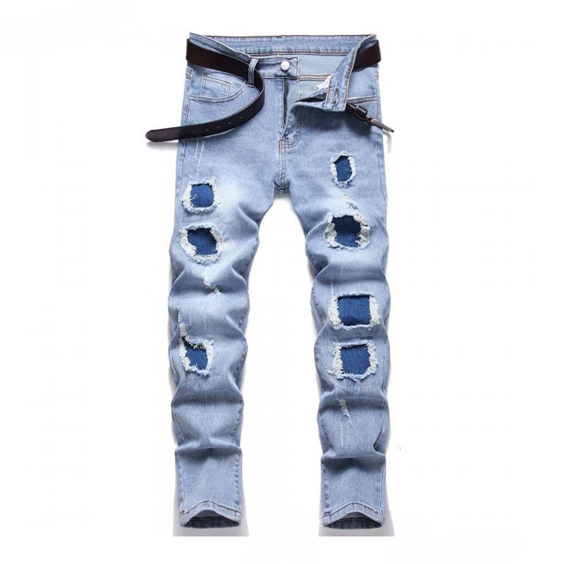 Men's Fashion Distressed Hole Slim Jeans 06474993Z