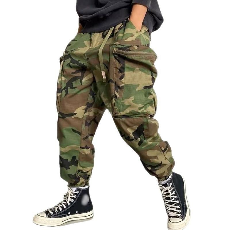 Men's Vintage Loose Camo Big Pocket Cargo Pants 08397767Y