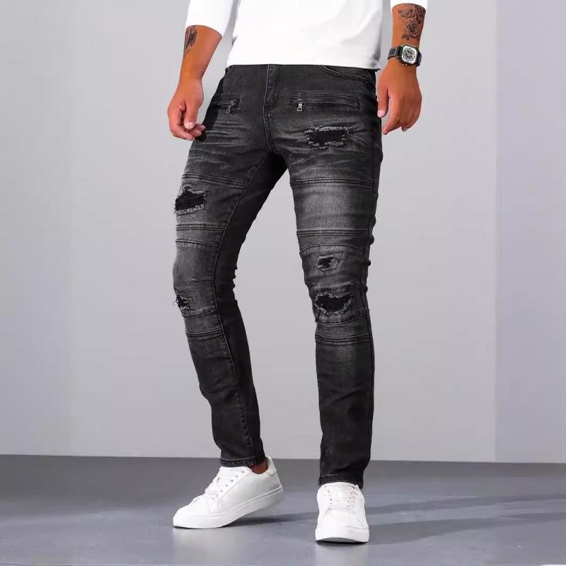 Men's Fashion Distressed Skinny Casual Jeans 60666689Z