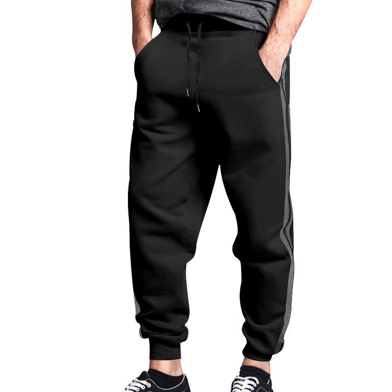 Men's Casual Solid Color Block Drawstring Sports Pants 86039663TO