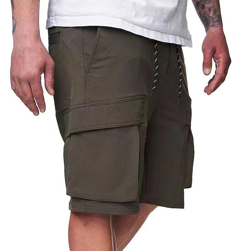 Men's Loose Drawstring Elastic Waist Multi-pocket Cargo Shorts 04936964Z