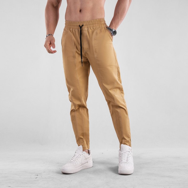 Men's Solid Color Cotton Elastic Waist Sports Pants 49807760Z