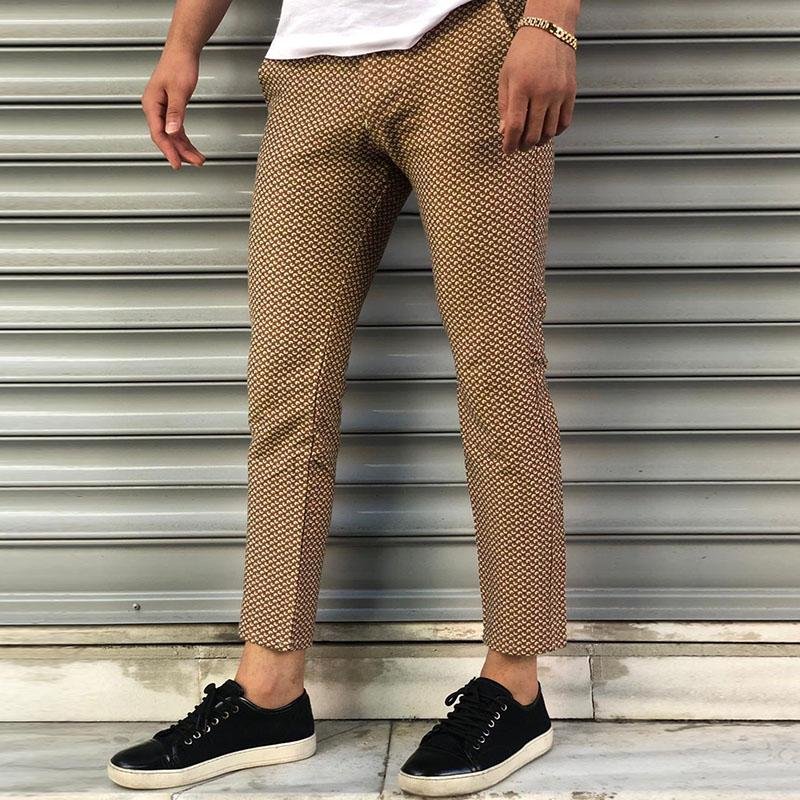 Men's Casual Printed Slim Fit Tapered Pants 46748866M