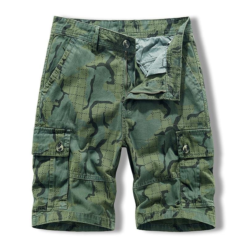 Men's Casual Printed Multi-Pocket Straight Cargo Shorts 06096778M