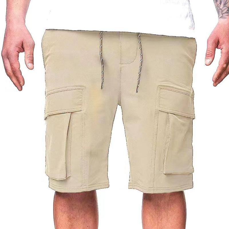 Men's Loose Drawstring Elastic Waist Multi-pocket Cargo Shorts 04936964Z