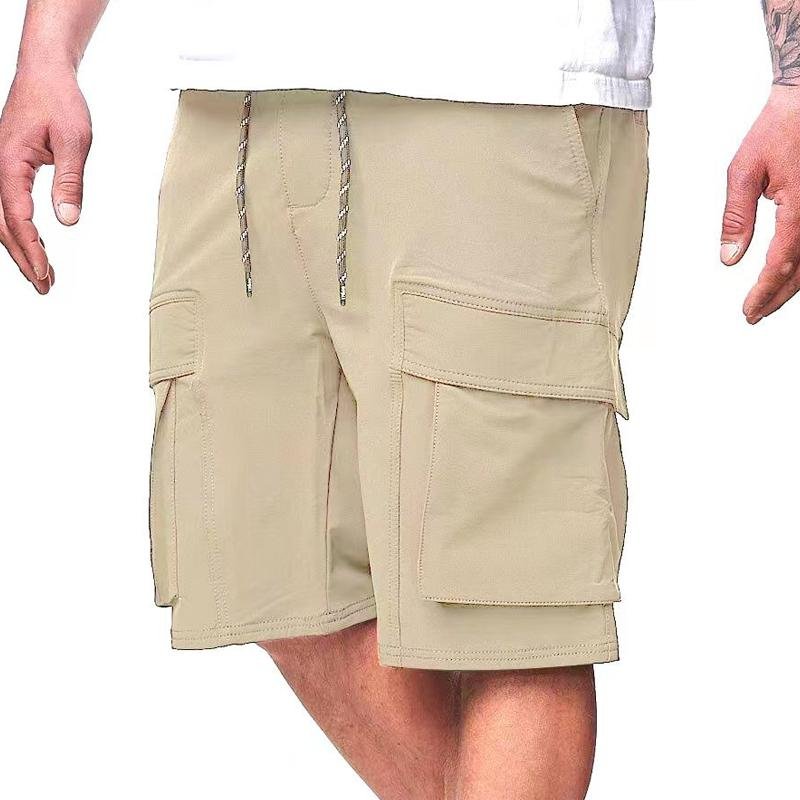 Men's Loose Drawstring Elastic Waist Multi-pocket Cargo Shorts 04936964Z