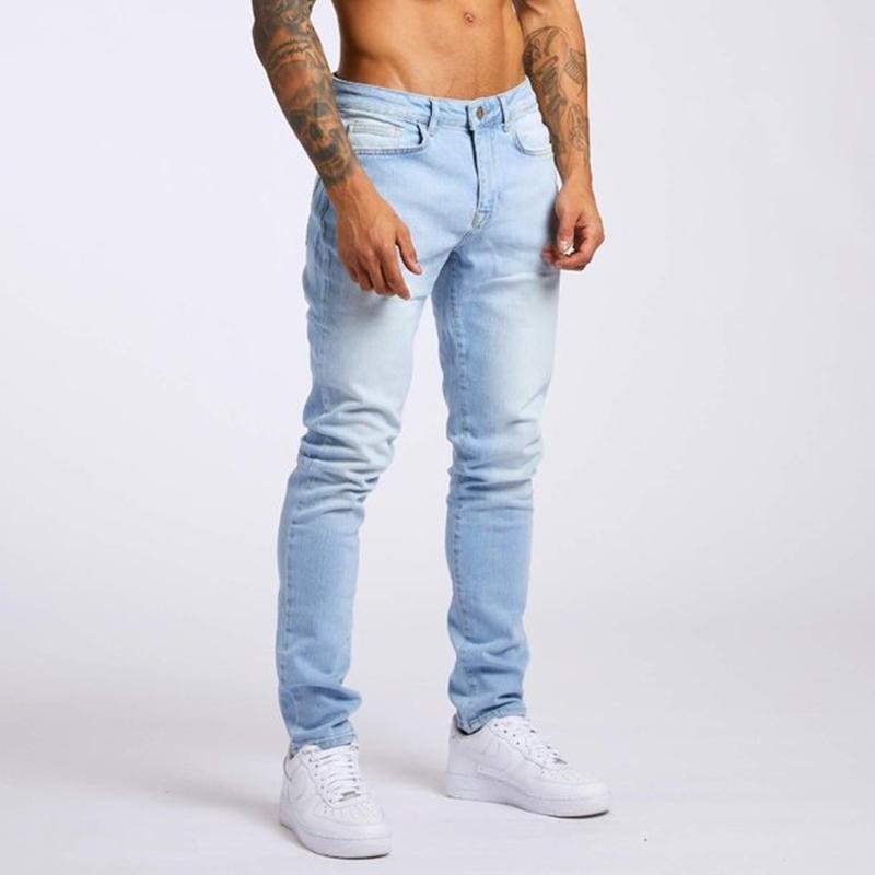 Men's Casual Washed Slim High Waist Jeans 60667960M