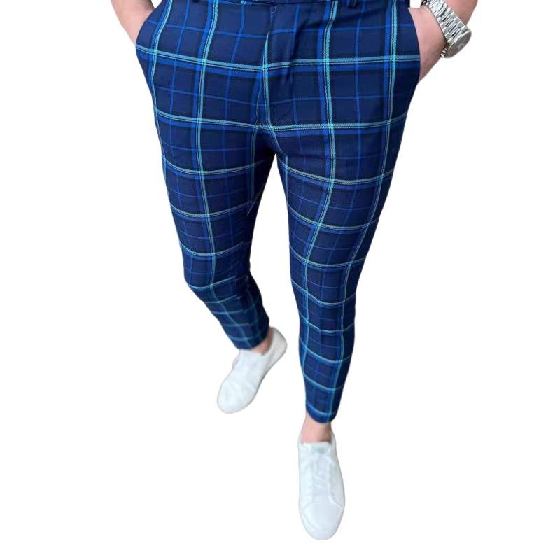 Men's Casual Plaid Print Pants 98767690Y