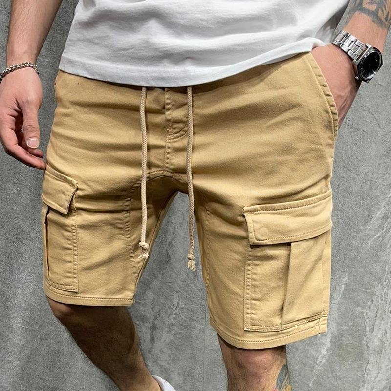 Men's Casual Solid Color Multi-pocket Cargo Shorts 38698448M