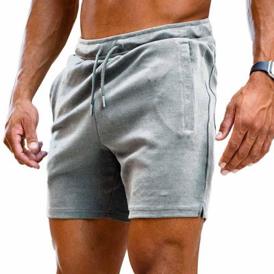 Men's Casual Solid Color Sports Straight Cotton Shorts 66794367M