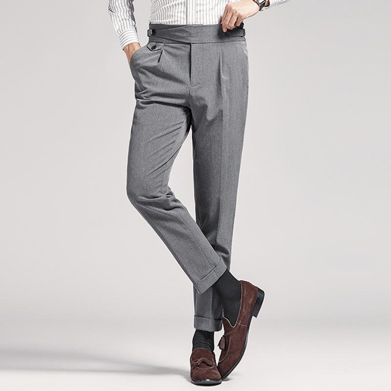 Men's Neapolitan High Waist Slim-Fit Cropped Business Pants 6346667Z