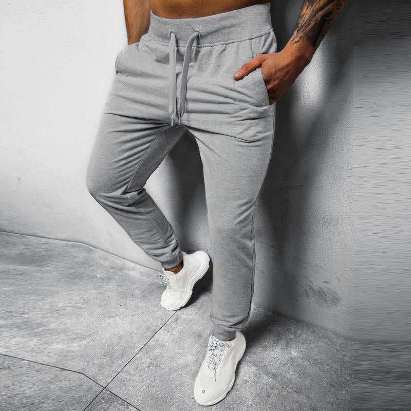 Men's Casual Solid Color Elastic Waist Loose Sports Pants 34630663M