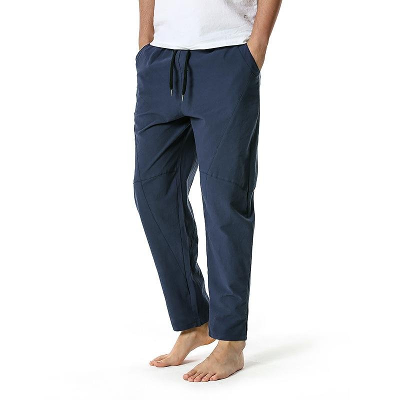 Men's Cotton and Linen Loose Drawstring Pants 36884066Y