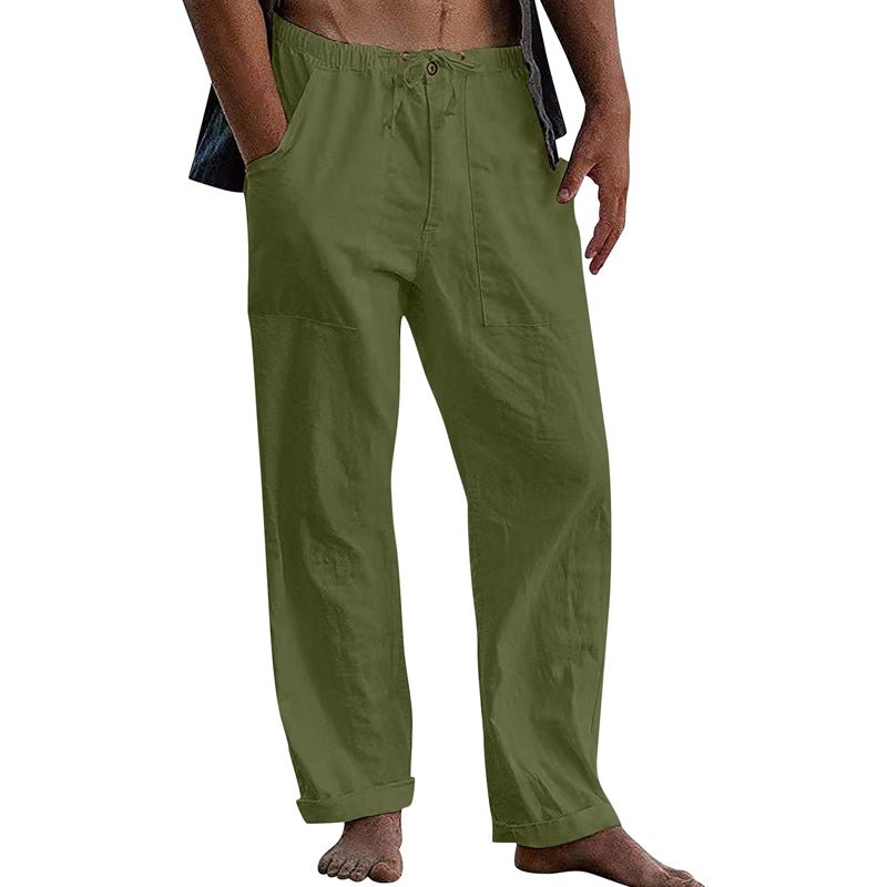 Men's Casual Solid Color Cotton Linen Pants 30364866Y