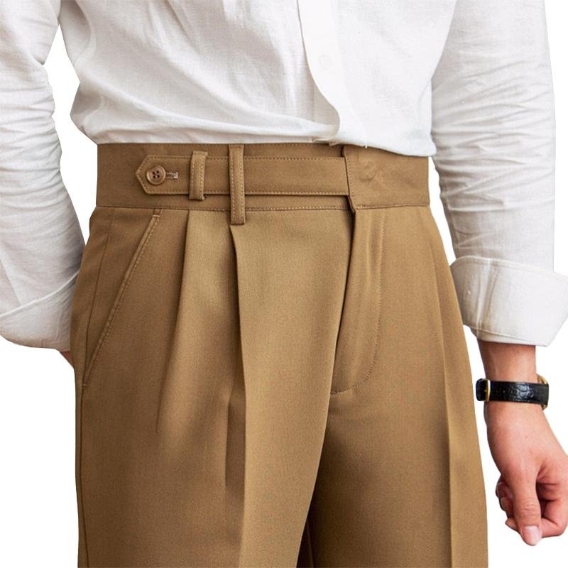 Men's British Neapolitan High Waist Straight Suit Pants 49739636M