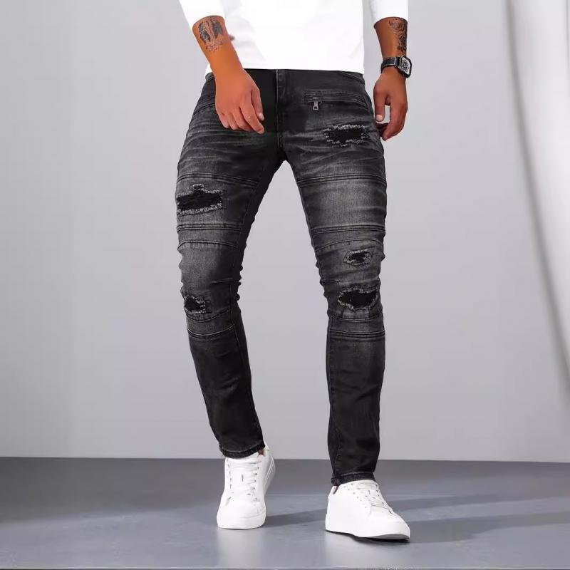 Men's Fashion Distressed Skinny Casual Jeans 60666689Z