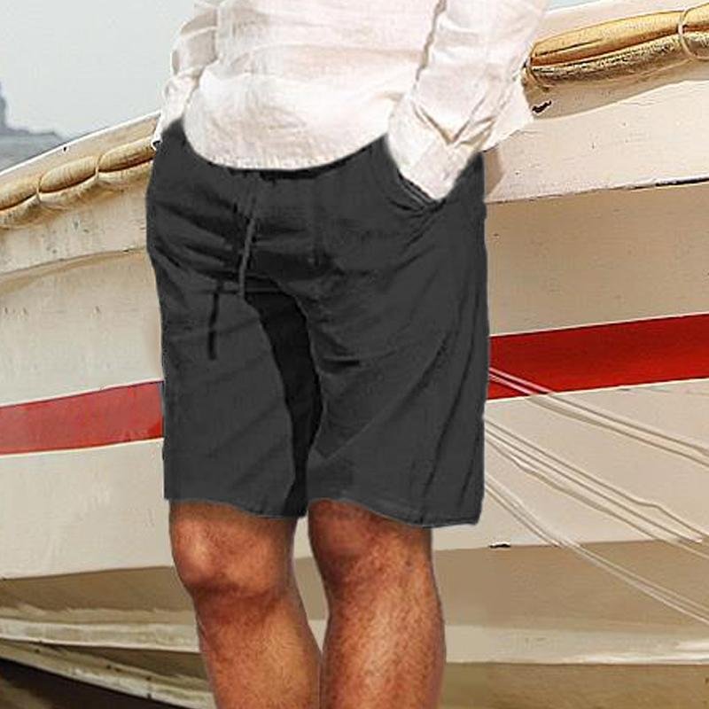 Men's Casual Solid Color Cotton And Linen Shorts 04767660Y