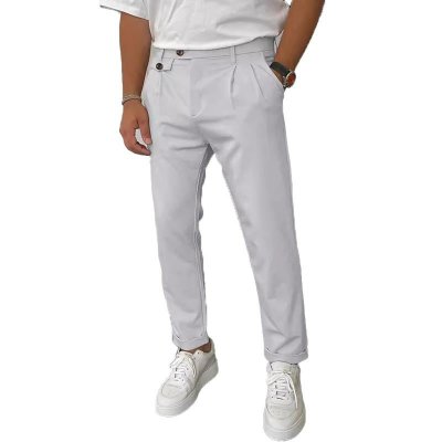 Men's Solid Color Casual Slim Straight Pants 66646486Y