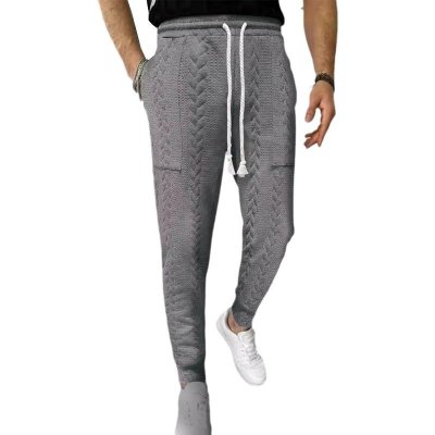 Men's Casual Solid Color Jacquard Drawstring Trousers 67834664X