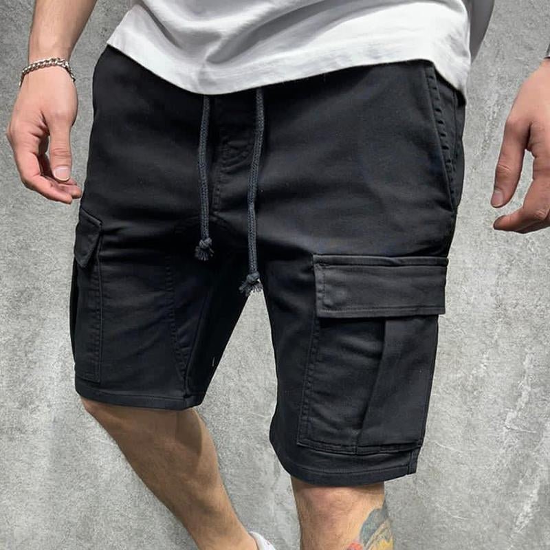 Men's Casual Solid Color Multi-pocket Cargo Shorts 38698448M