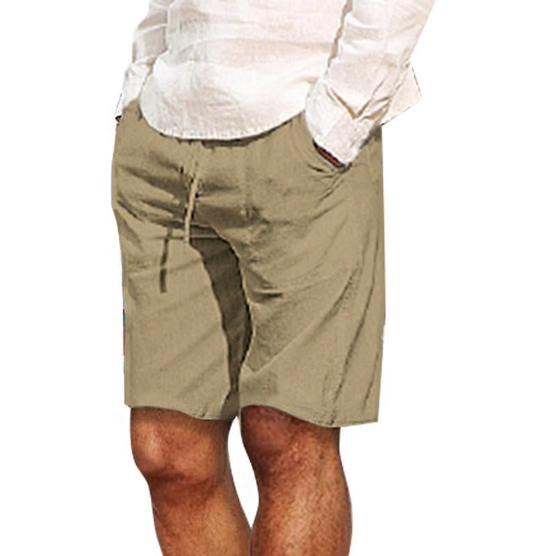 Men's Casual Solid Color Cotton And Linen Shorts 04767660Y