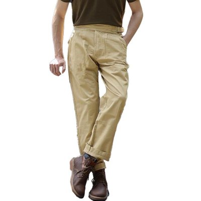 Men's Casual Vintage Solid Color Gurkha Pants 84084446Y