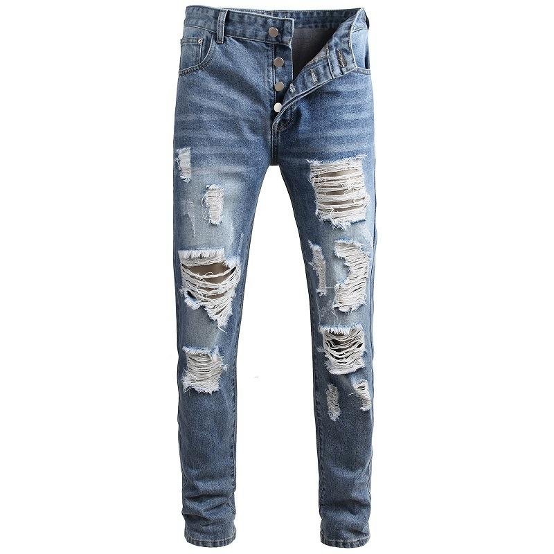 Men's Fashion Distressed Hole Slim Jeans 64867494Z