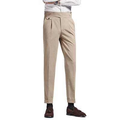 Men's Neapolitan High Waist Slim-Fit Cropped Business Pants 6346667Z