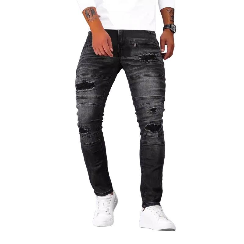 Men's Fashion Distressed Skinny Casual Jeans 60666689Z