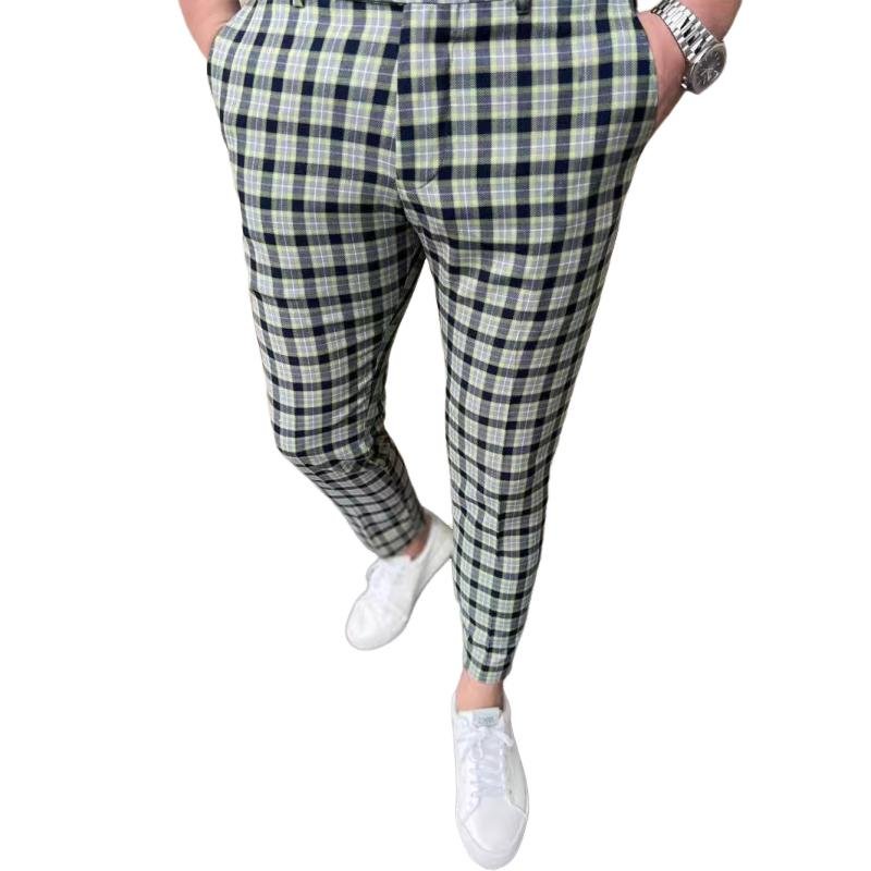 Men's Casual Plaid Printed Suit Pants 93067064Y