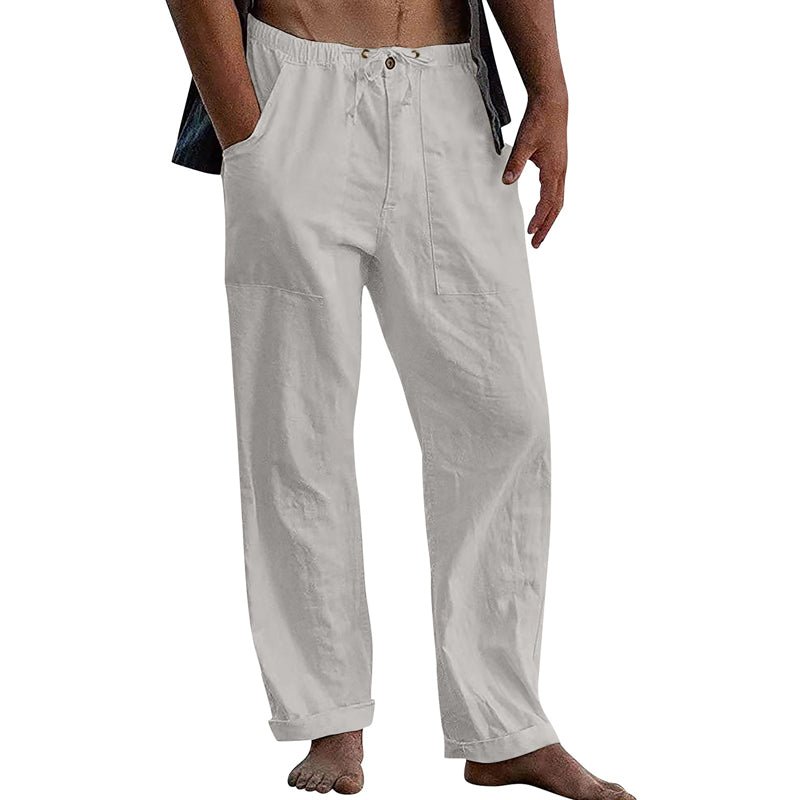 Men's Casual Solid Color Cotton Linen Pants 30364866Y