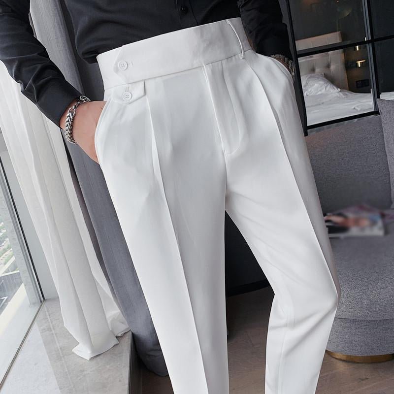 Men's British Style High Waist Straight Suit Pants 00666447M