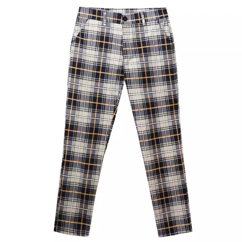 Men's Casual Plaid Print Pants 78606449Y