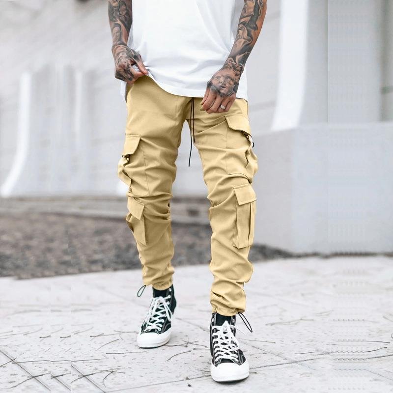 Men's Solid Loose Multi-Pocket Casual Cargo Pants 49648968Z