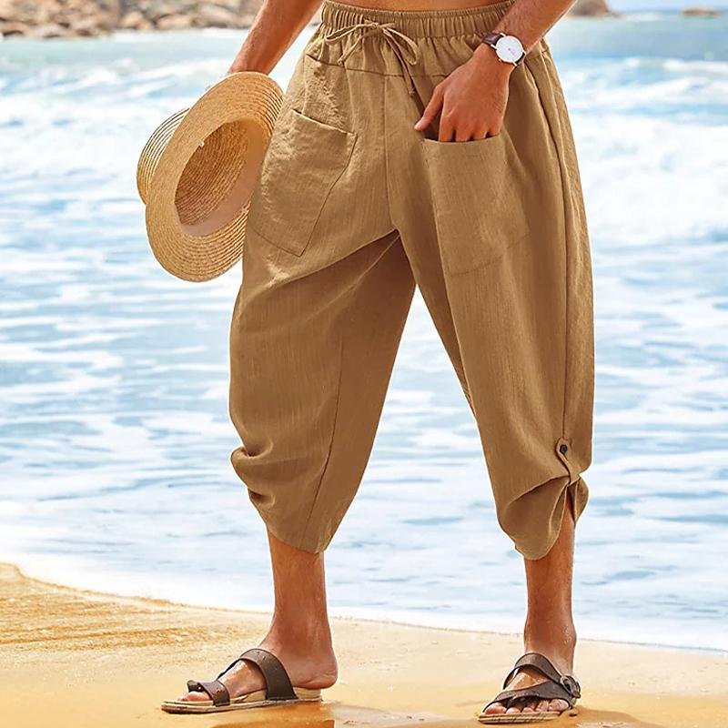 Men's Casual Loose Pocket Beach Pants 77669009Y