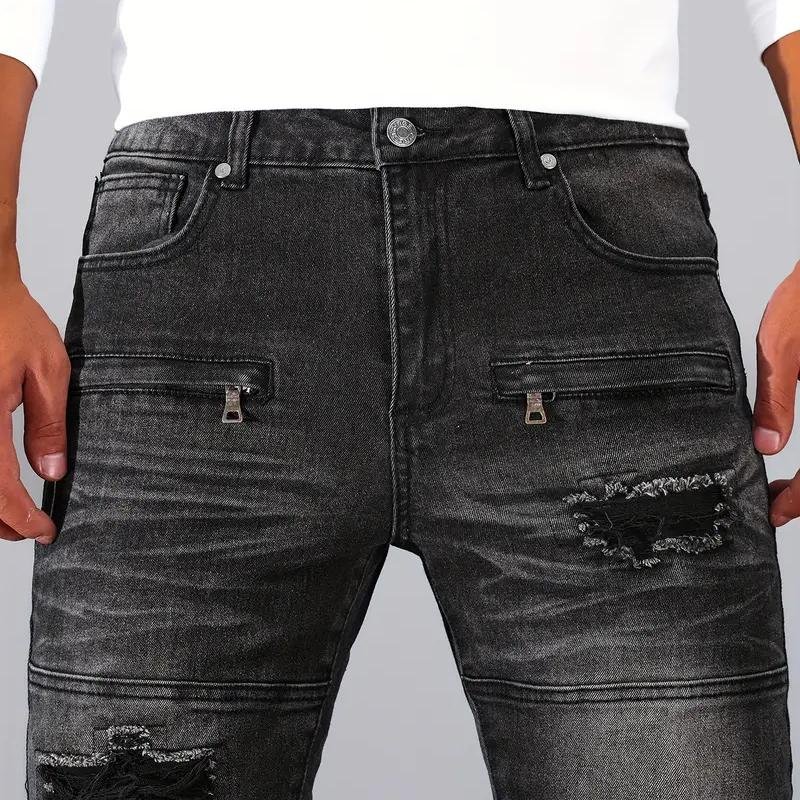 Men's Fashion Distressed Skinny Casual Jeans 60666689Z