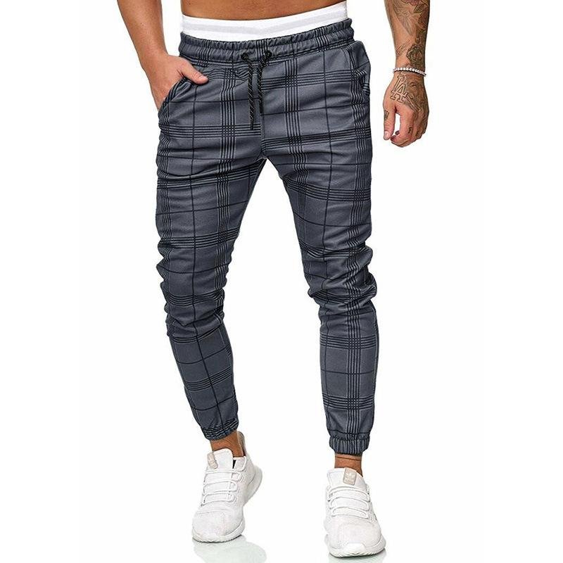 Men's Plaid Print Drawstring Casual Pants 96046096X