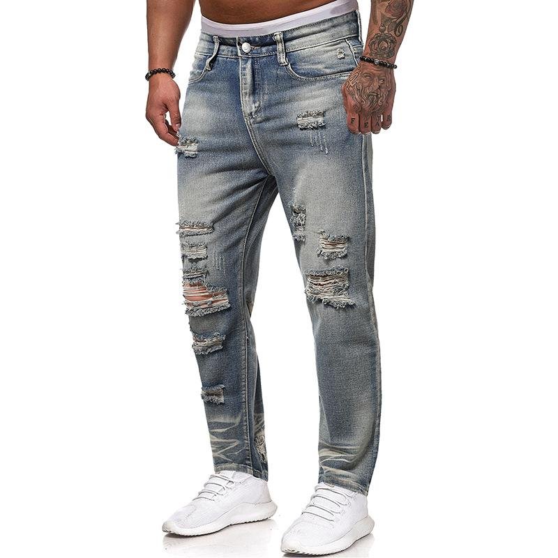 Men's Vintage Ripped Mid-rise Jeans 96496349X