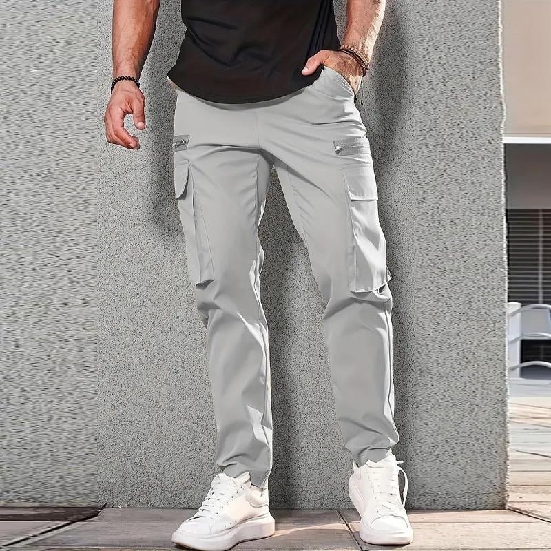 Men's Casual Solid Color Multi-Pocket Cargo Pants 66636364Y