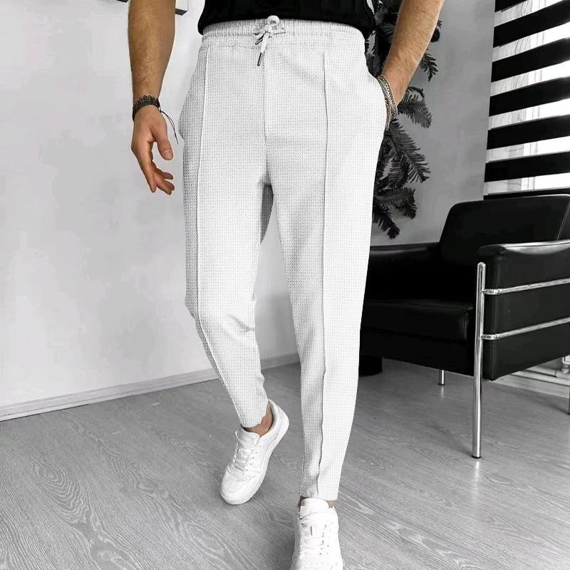 Men's Casual Waffle Elastic Waist Sports Pants 68366664M