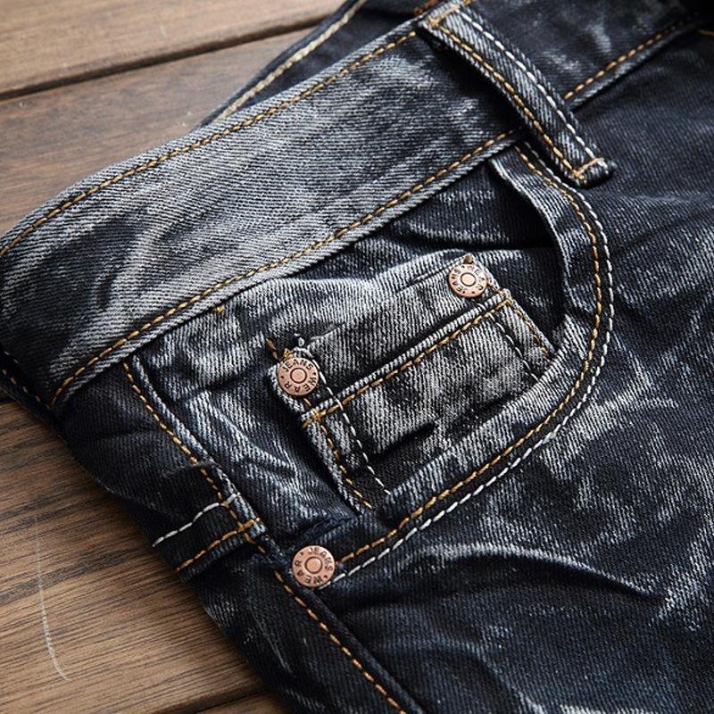Men's Vintage Ripped Distressed Straight Jeans 98033649X