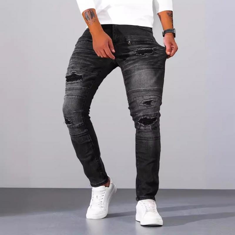 Men's Fashion Distressed Skinny Casual Jeans 60666689Z