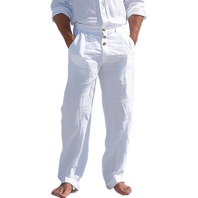 Men's Casual Cotton Linen Breathable Loose Beach Pants 30690798M